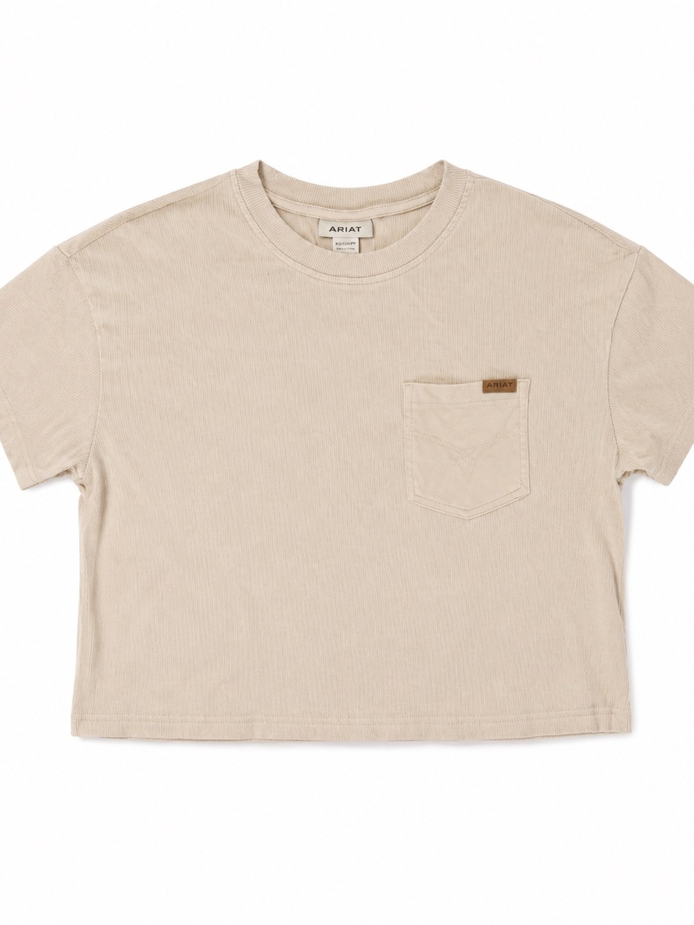 Ariat Women’s Beige Ribbed Pocket Tee Size Medium Casual Western Top